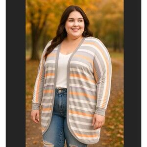 Torrid Super Soft Knit Cocoon Kimono Cardigan Duster Multi Stripe Plus 3X 22 24